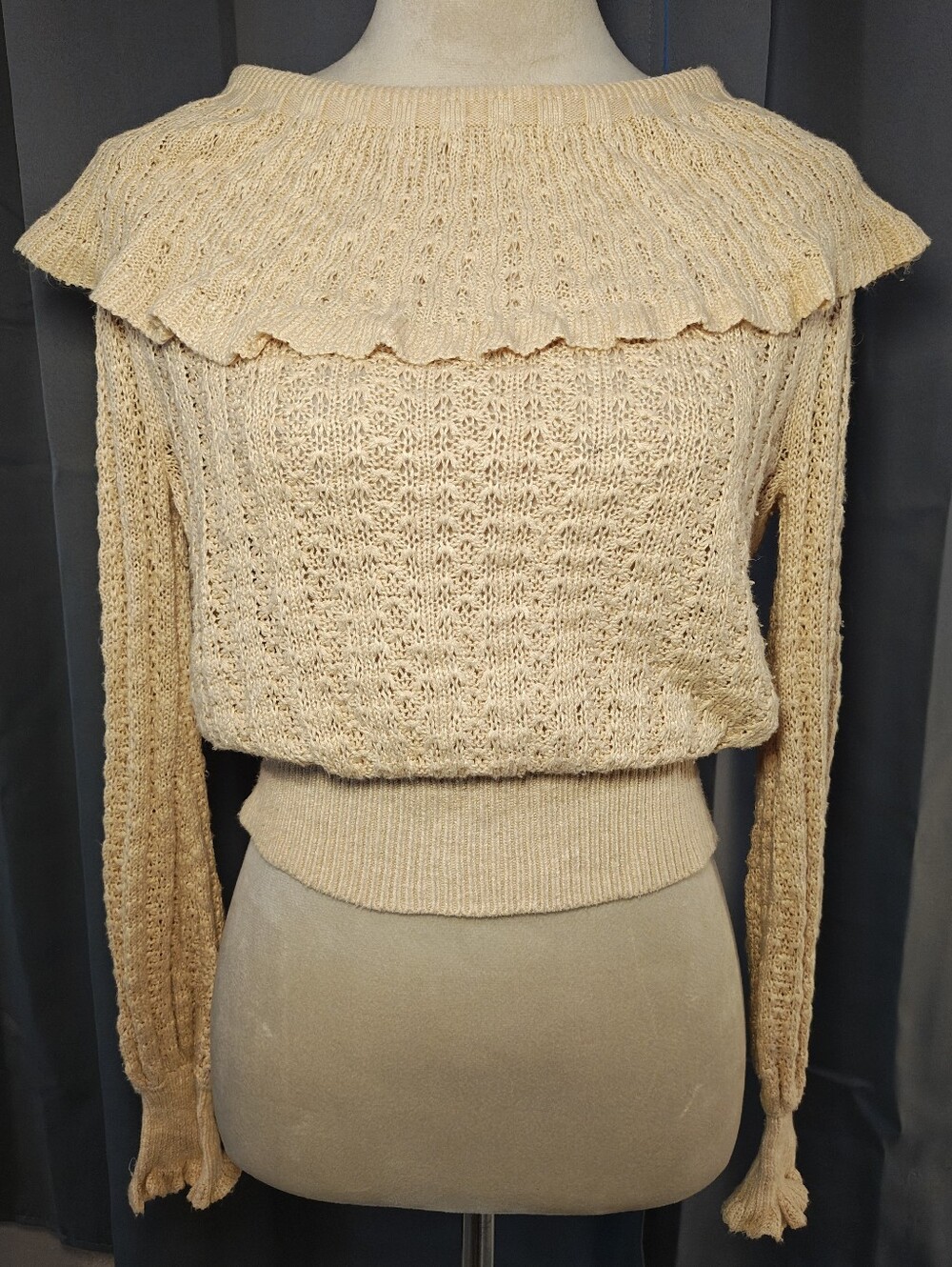 Free People Crazy In Love Knit Off The Shoulder Ruffle Sweater. - Picture 5 of 15